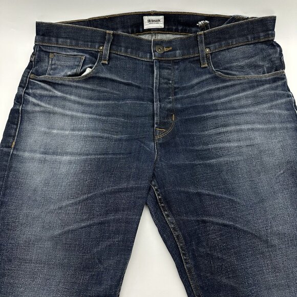 Hudson Sartor Slouchy Skinny Men' Size 36x30 Button Fly Dark Wash Denim Jeans - Picture 4 of 13